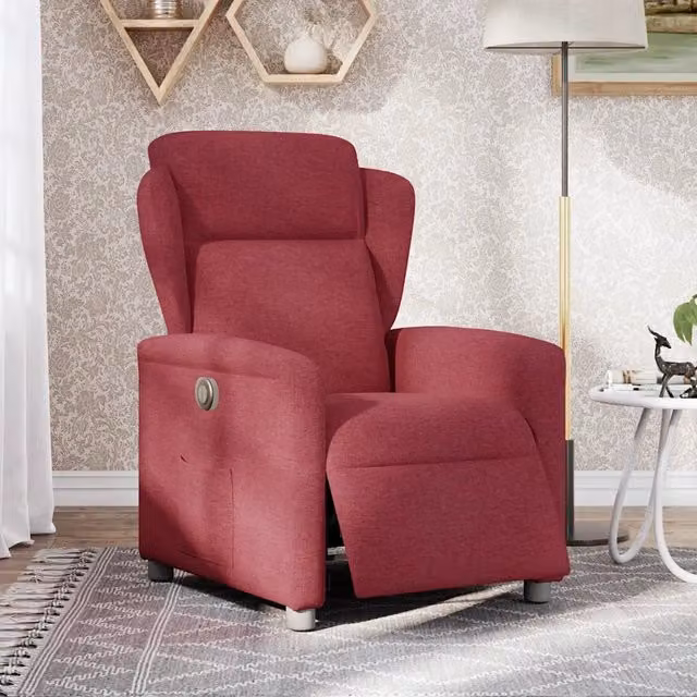 Poltrona Elettrica Reclinabile Rosso Vino in Tessuto 3303117
