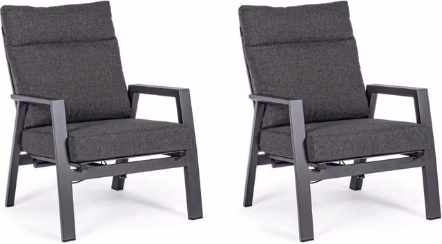 Set di 2 poltrone reclinabili Kledi con cuscini color antracite GIORDANOSHOP L: 72 cm, P: 81 cm, H: 98 cm – 1