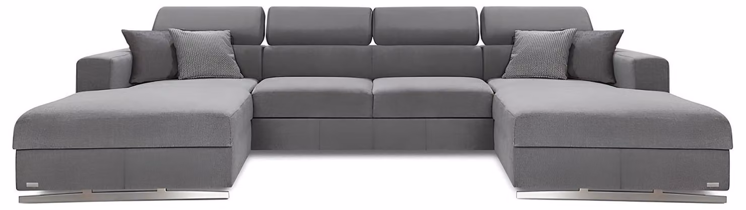 Wohnlandschaft Bettfunktion Stoff Ecksofa U-Form Couch Design Polster Textil