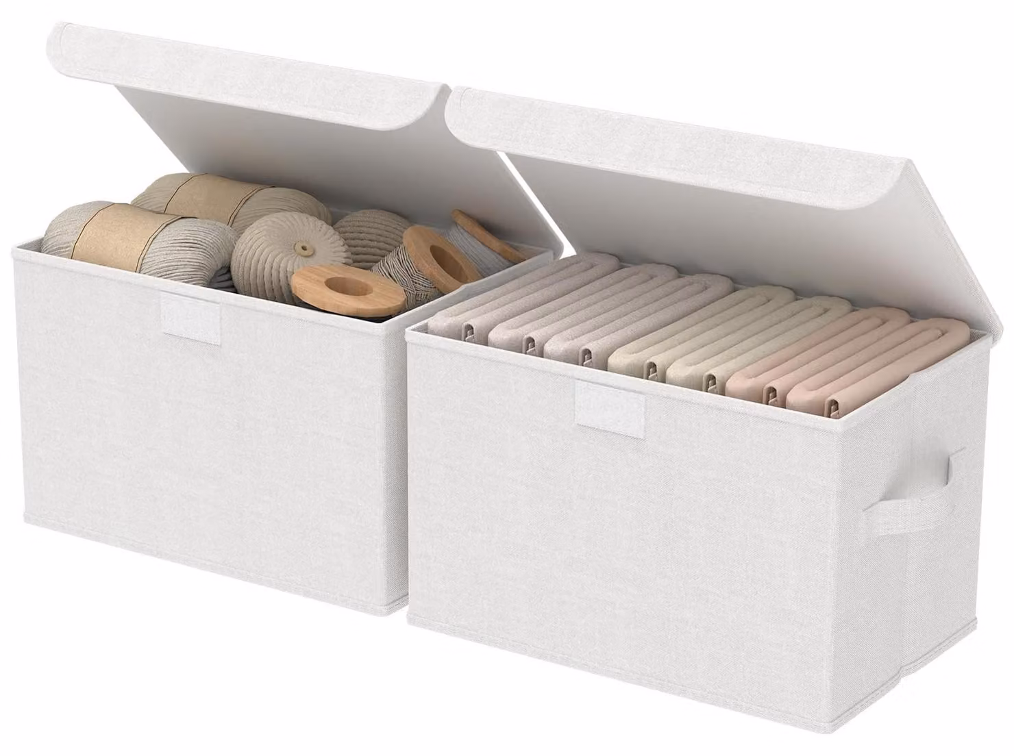 Set di 2 scatole pieghevoli per l'organizzazione di vestiti, dimensioni 30 x 23 x 20 cm, colore bianco