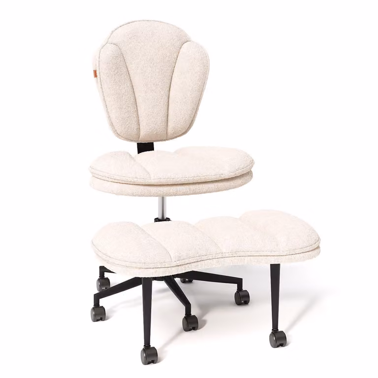 Sedia da ufficio ergonomica, sedia da meditazione ergonomica con rotelle e supporto lombare, sedia per ADHD, sedia da scrivania, sedia da computer, poltrona direzionale, bianca