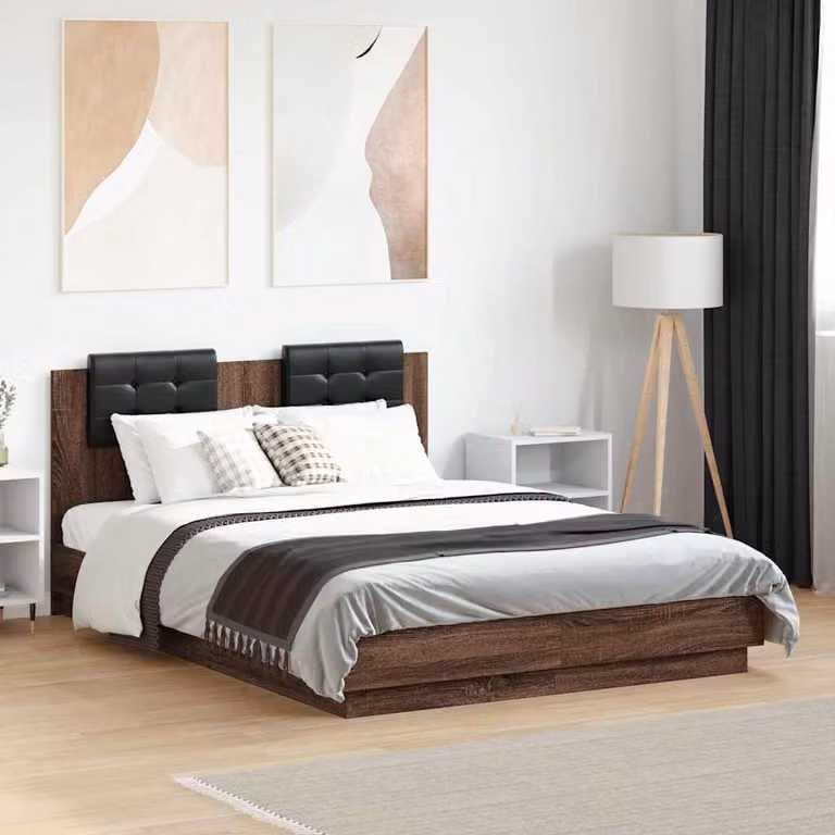 vidaXL Letto con Giroletto e Testiera in Legno Rovere Marrone L: 120 cm, P: 200 cm, H: 84 cm