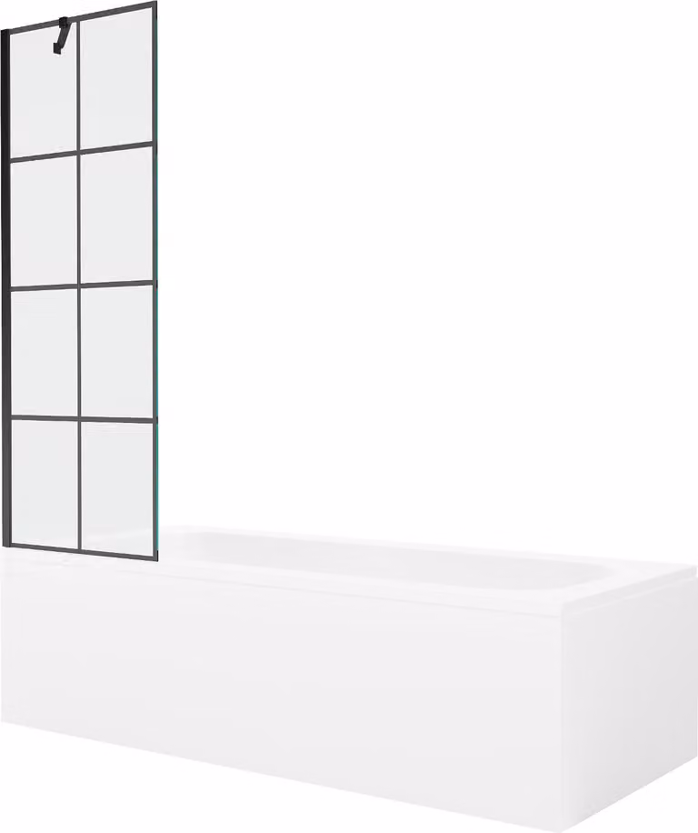 Mexen Vega vasca rettangolare 170 x 70 cm con rivestimento e schermo a 1 anta 60 cm, motivo nero - 550117077X9506007077