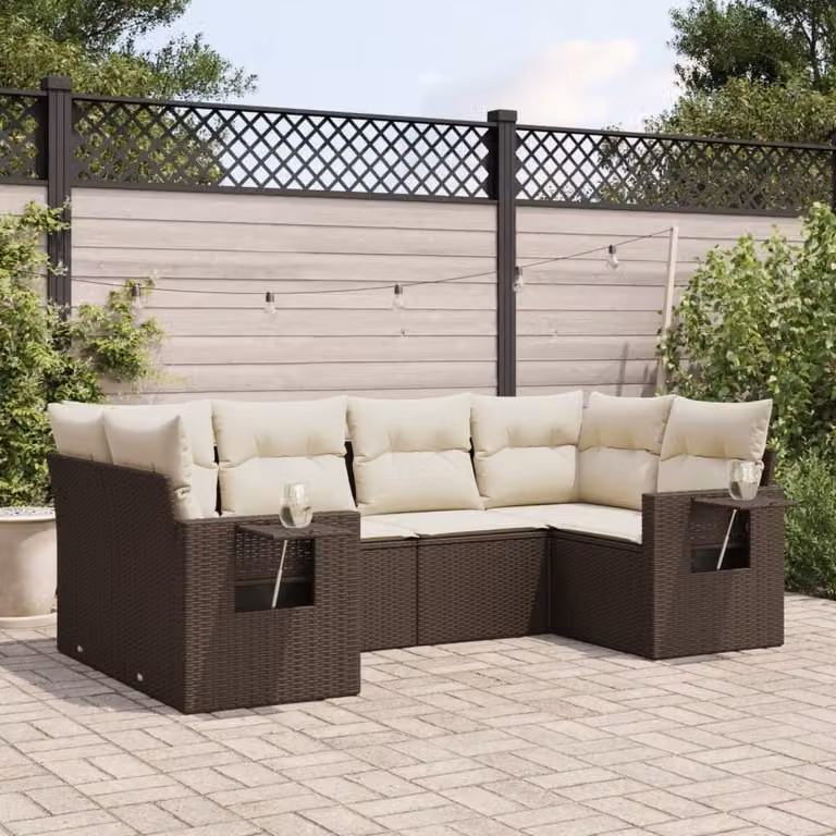 Maison Exclusive - Set Divano da Giardino 6 pz con Cuscini Marrone in Polyrattan