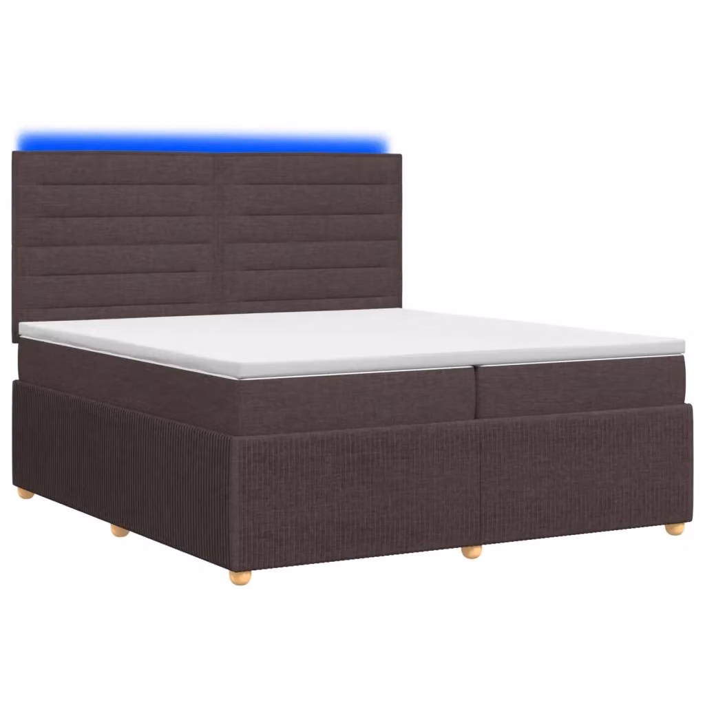 Letto Box Spring vidaXL con Materasso Ibrido e Illuminazione LED sotto il letto, Marrone e Bianco, 200 x 200 cm – 2