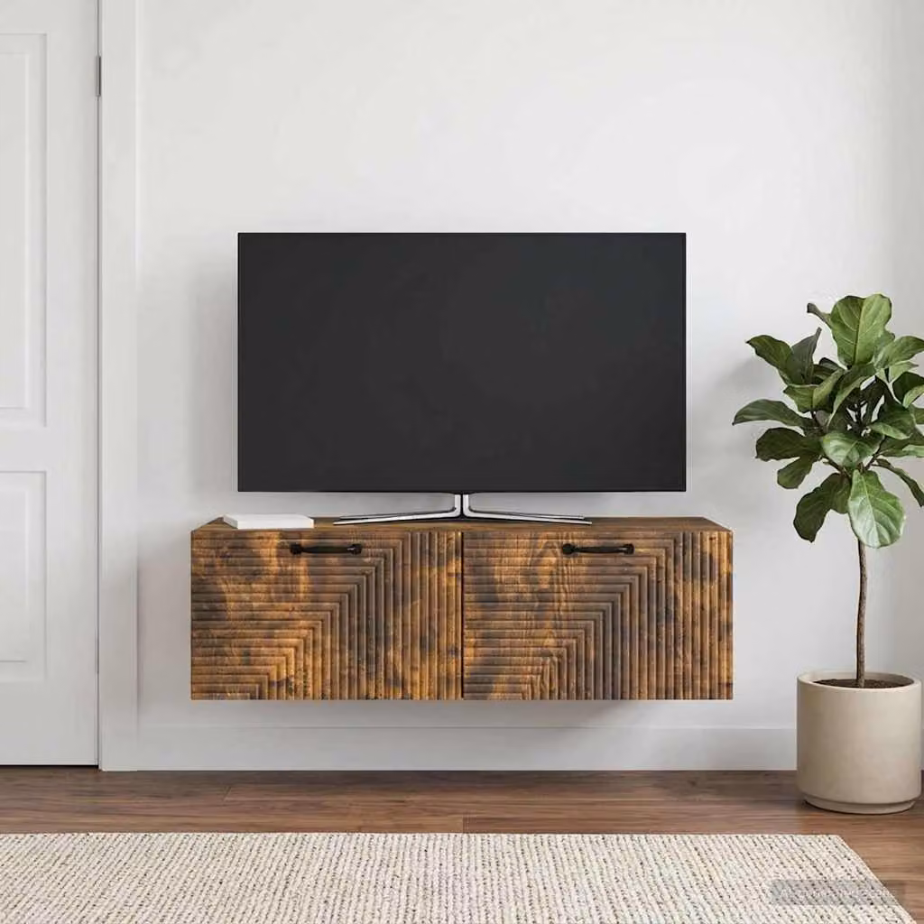 vidaXL Mobile Porta TV da Muro Moderno in Rovere Fumo, L 98 x P 41 x H 30 cm