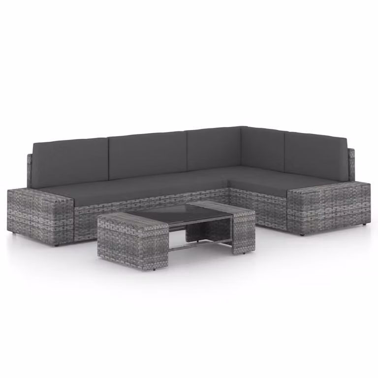 Maison Exclusive - Set da giardino 5 pezzi con cuscini grigio in polyrattan
