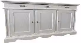 Credenza madia Alberta KIVIO in legno bianco opaco con 3 ante e 3 cassetti