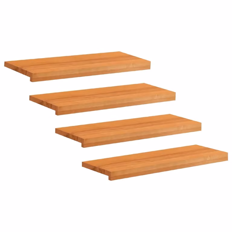Set di 4 tappeti per scale in legno vidaXL, colore marrone, L: 80 cm, P: 30 cm, H: 2 cm