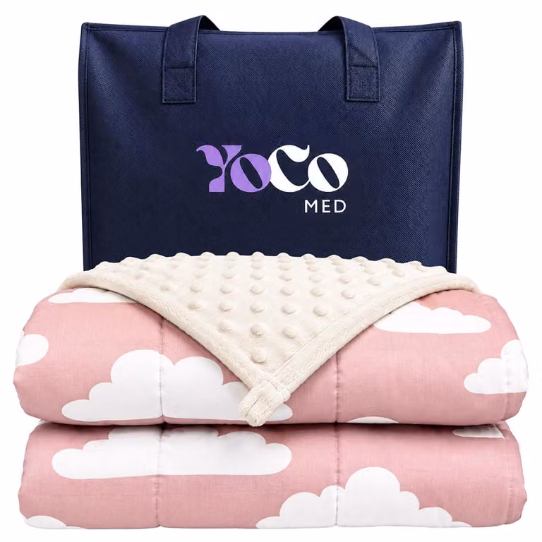 YoCo Med Coperta ponderata per bambini 150 × 100 cm 3,2 kg – Nuvole Rosa