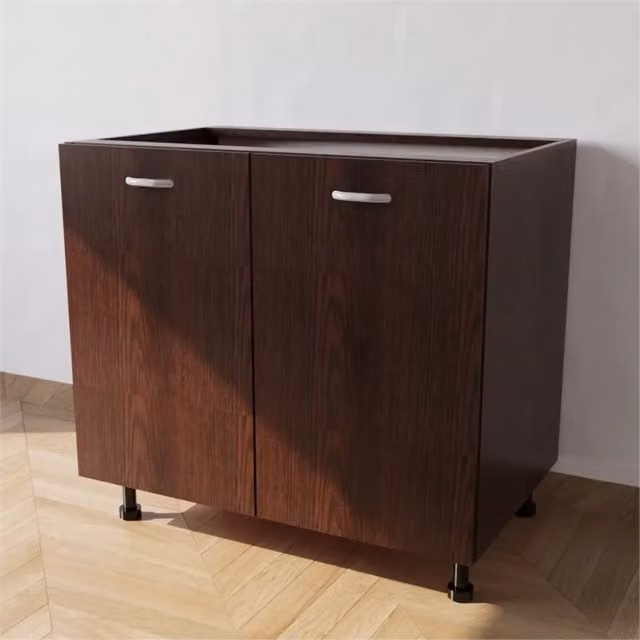 Base cucina Calandrelli con 2 ante in legno color wengè L 80 x P 55,5 x H 72 cm