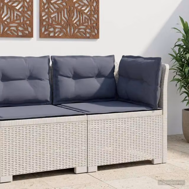 Divano da giardino a 1 posto con cuscini in stile rattan moderno vidaXL, bianco e grigio, L: 70 cm, P: 62 cm, H: 62 cm – 1