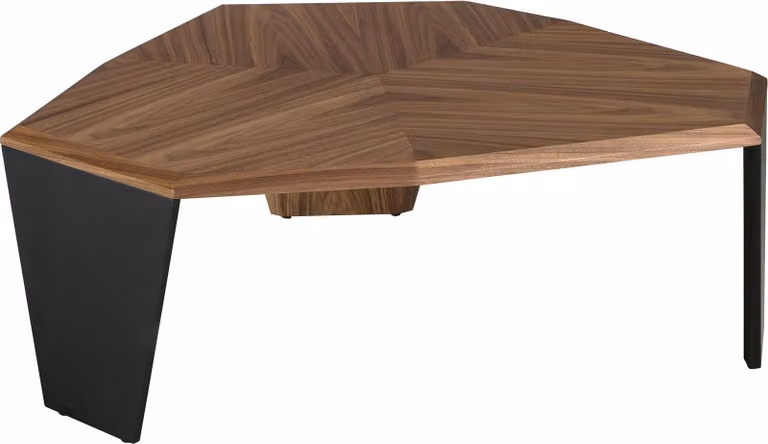 Angel Cerdá Tavolino asimmetrico in legno di noce e PVC nero 2136