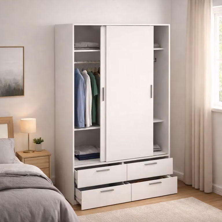 Dmora Guardaroba 2 Ante Frediana 60.25x200h cm Bianco, Appendiabiti 2 Ante