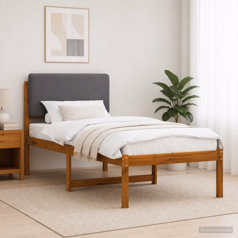 vidaXL Letto con Testiera Rivestita Naturale e Grigio Chiaro