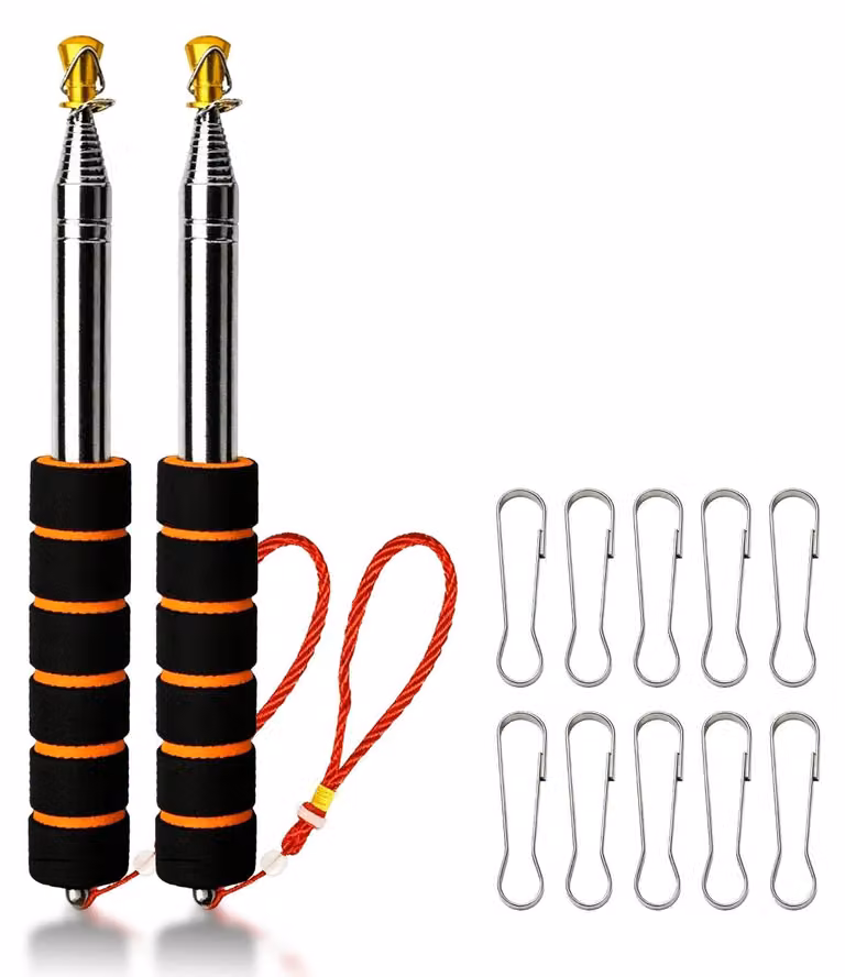Set di 2 pali telescopici per bandiere, altezza 3 metri