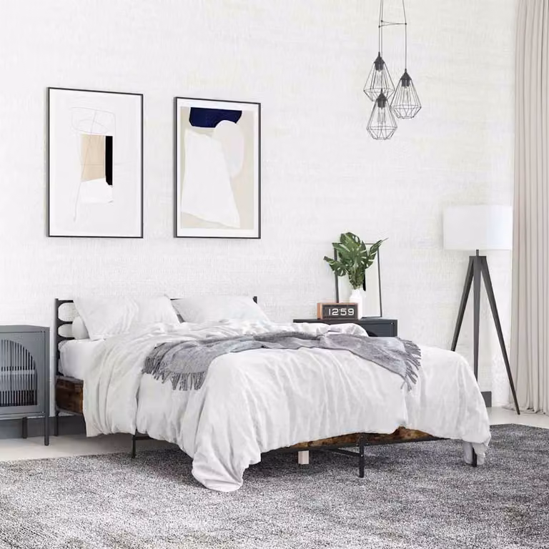 Giroletto vidaXL in legno e metallo color rovere fumo, L/P/H: 140 x 200 x 143 cm