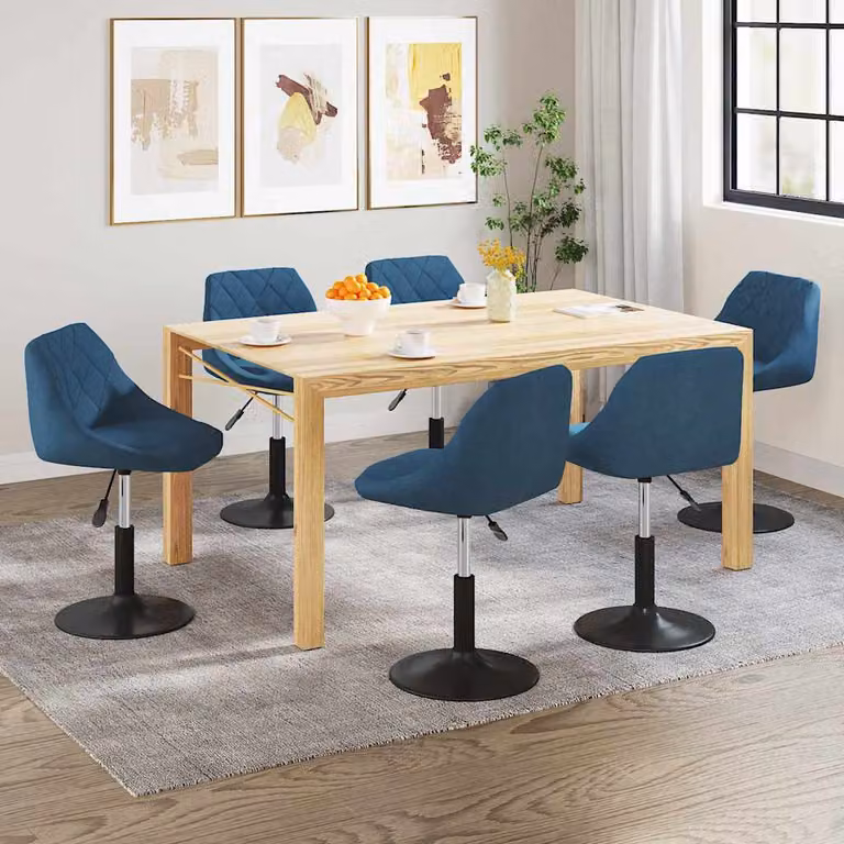 Set di 6 sedie da pranzo girevoli vidaXL in velluto blu con struttura in metallo e plastica per cucina e sala da pranzo