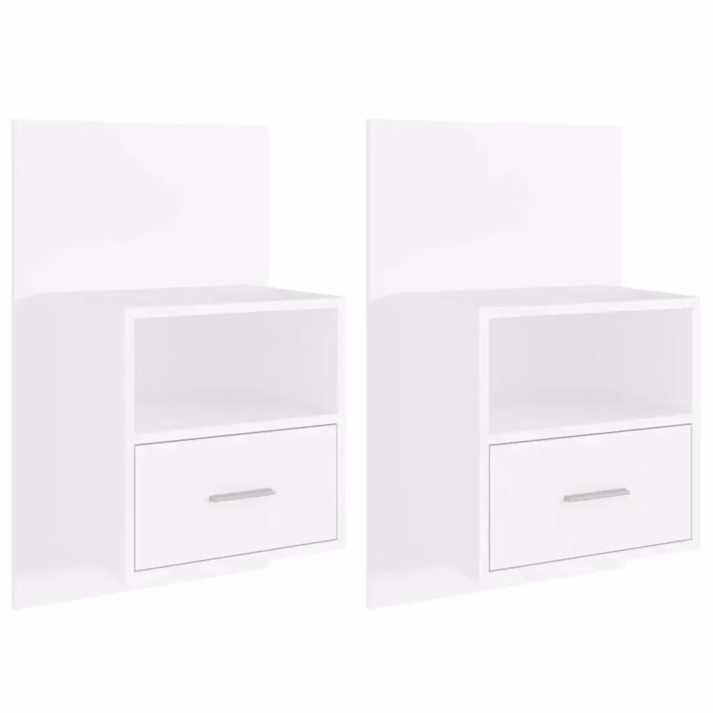 Set di 2 comodini sospesi Design Mania bianchi in legno opaco – 2