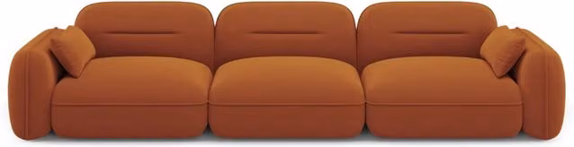 Divano modulare Sydney Cosmopolitan Design a 4 posti in velluto arancione L: 320 cm, P: 109 cm, H: 70 cm