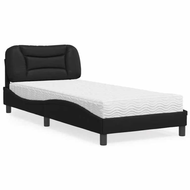 Letto con Materasso Hvar vidaXL in Similpelle Nero 90x200 cm