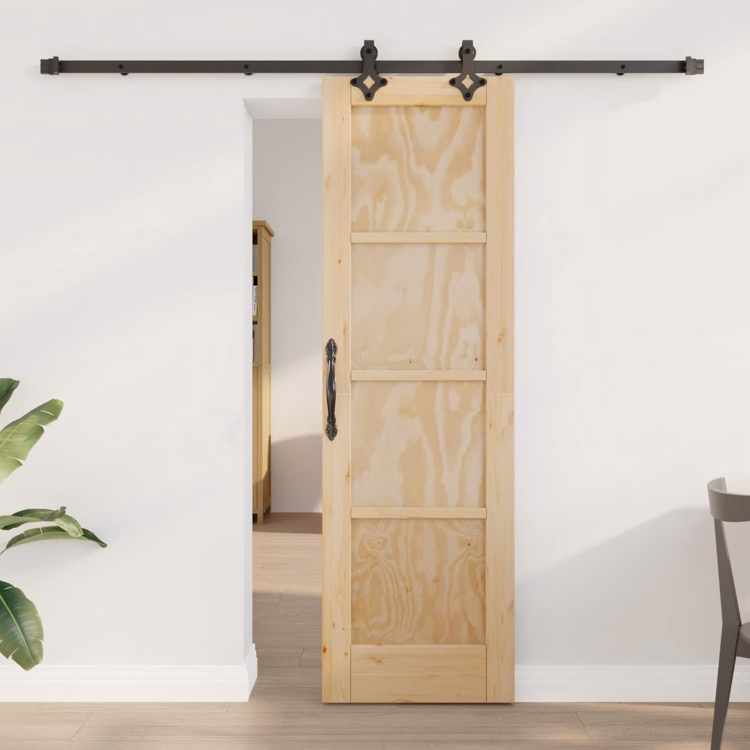 Porta scorrevole vidaXL ORKDAL in legno massello di pino, colore marrone/beige, L: 61 cm, H: 198,5 cm