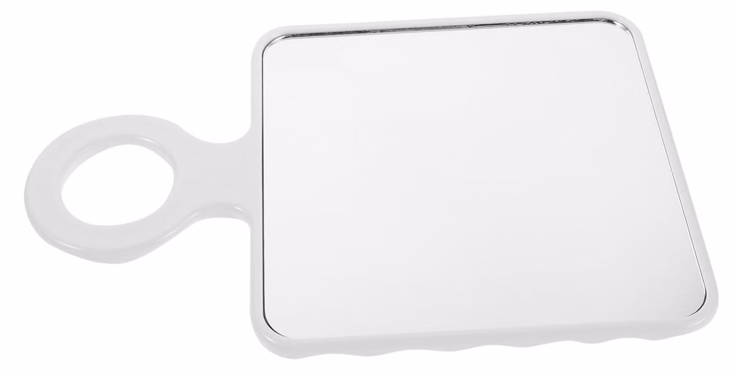 Specchio da trucco portatile e compatto con manico