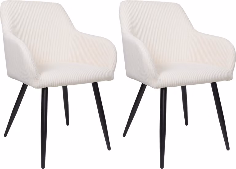 Sedia da pranzo Albatros SILA – Set di 2 sedie imbottite con braccioli, rivestimento in velluto a coste | Sedie da cucina e da pranzo per cucina, soggiorno e sala da pranzo | Sedie da tavolo da pranzo | Grigio