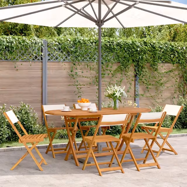 Sedie Pieghevoli 6pz Bianco Crema Tessuto e Legno 3214611