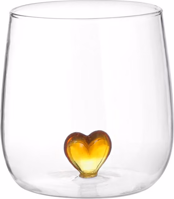 Bicchiere a forma di cuore KASANOVA in vetro borosilicato color ambra trasparente, 380 ml