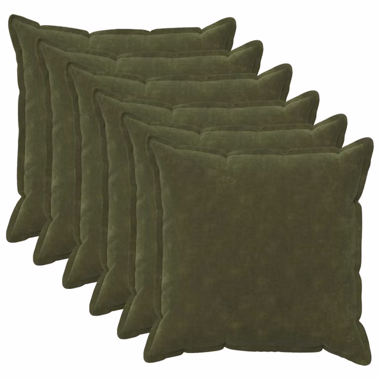 vidaXL Federa 6 pcs HOUTEN Verde 60 x 60 cm Fleece in microfibra