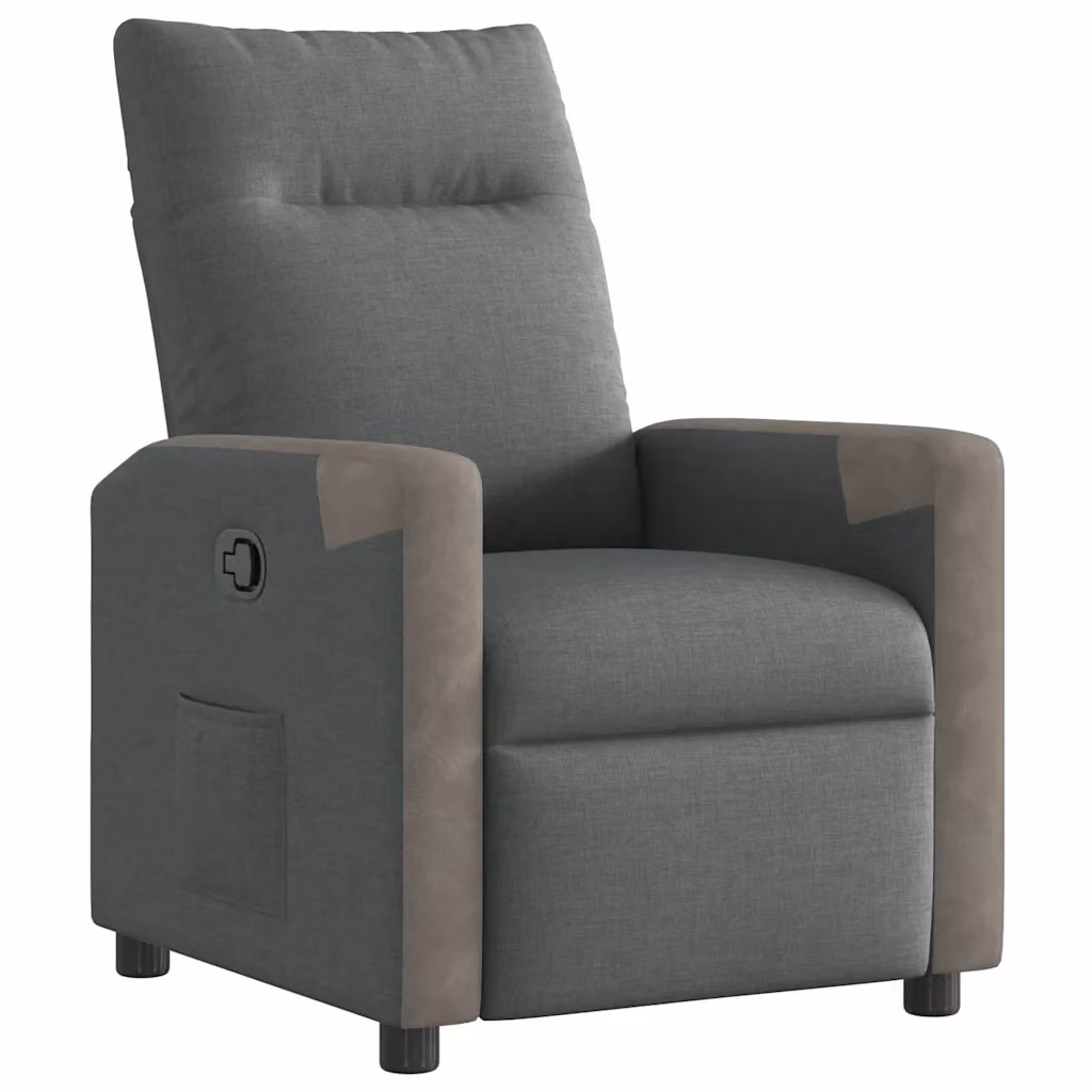 Poltrona Reclinabile Relax vidaXL in Tessuto Grigio con Braccioli e Regolazione Manuale – 2