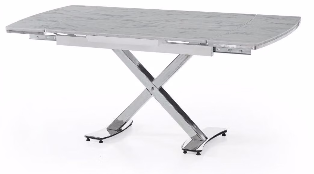 Tavolo da pranzo in marmo, confortevole, moderno, allungabile, beige, con rotelle