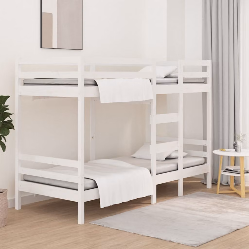 The Living Store Letto a castello bianco 90x190 cm in legno di pino massiccio