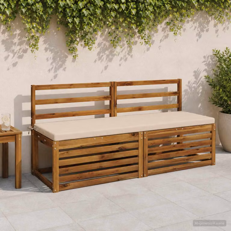 Set di 2 cuscini per panchina vidaXL in poliestere beige con fodera rimovibile e resistente ai raggi UV