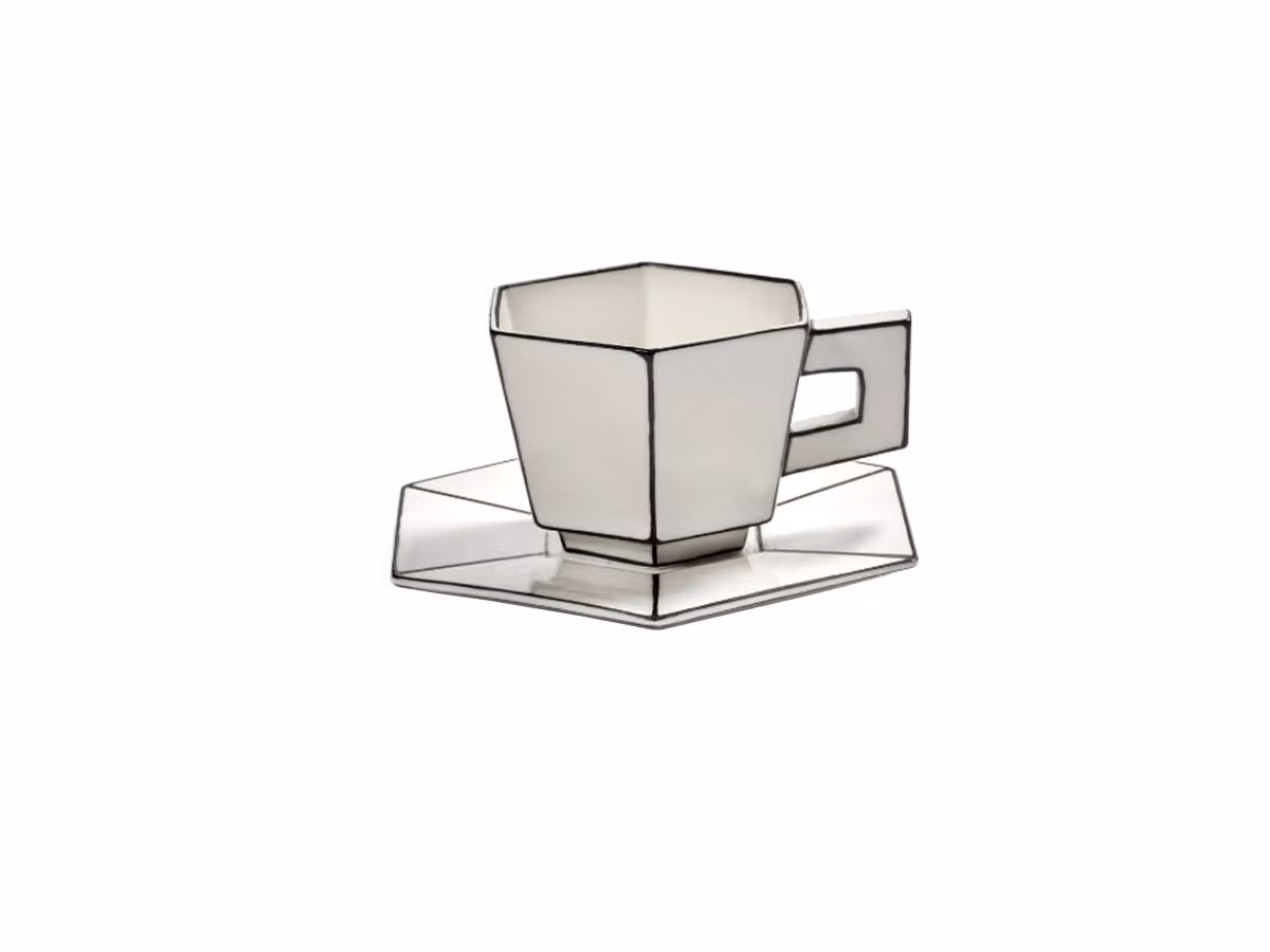 Carte Blanche Tazza da Cappuccino con Piattino Bianca/Nera