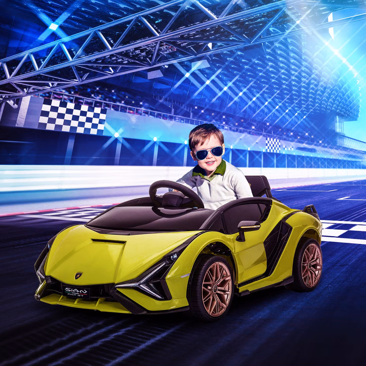 Macchina Elettrica Lamborghini HOMCOM per Bambini 12V con Telecomando, Fari e Musica, Verde, L 108 x P 62 x H 40 cm – 2