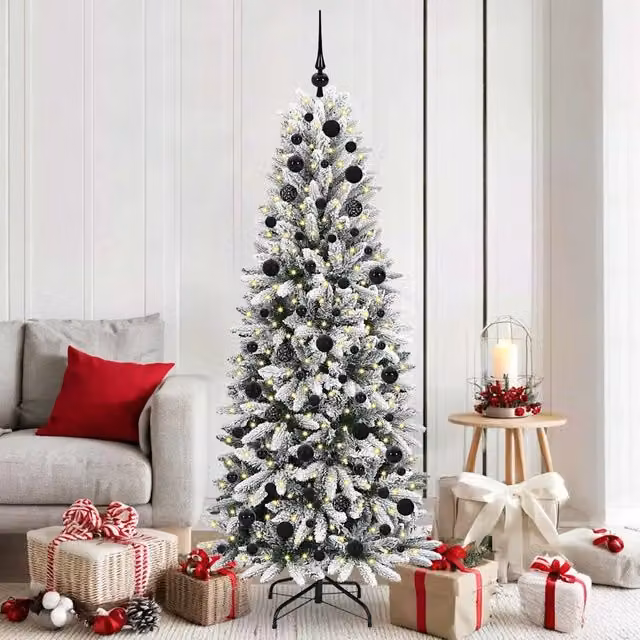 Albero di Natale artificiale moderno vidaXL bianco con luci LED warm white, Altezza: 180 cm