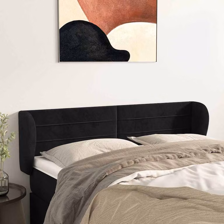 Testiera ad orecchio vidaXL in velluto nero L: 147 cm, P: 23 cm, H: 78-88 cm