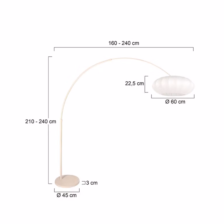 Steinhauer Lampada ad arco Sparkled Light, dimmerabile, Crema / Ambra, Soggiorno / Sala da pranzo, Metallo, Moderno, Lampada da terra