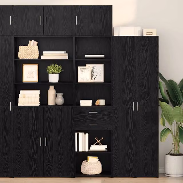 Credenza vidaXL in legno MDF nero per soggiorno L 50 cm, P 42,5 cm, H 225 cm