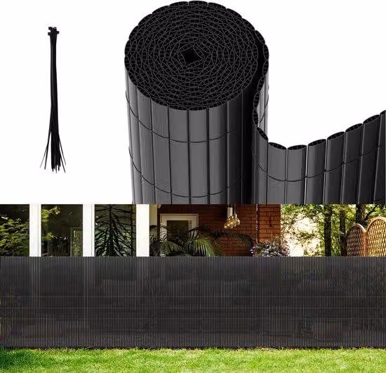 Recinzione da giardino in PVC da 5 m - Divisorio per balconi e protezione della privacy - Grigio
