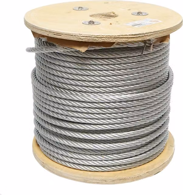 Cavo in acciaio zincato 10mm, 6x37 trefoli, carico massimo 5220Kg, peso 34,6Kg, 100m/rotolo