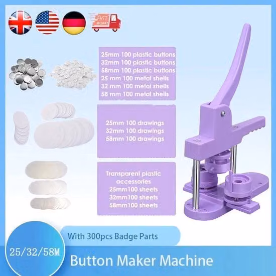 Macchina per Creare Knop - Macchina per Creare Knopen - Macchina per Creare Badge - Macchina per Creare Pin - Macchina Manuale - 25Mm, 32Mm, 58Mm - Viola