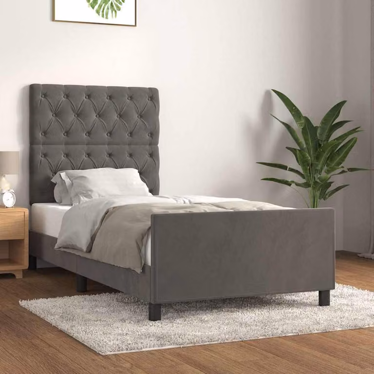 Giroletto senza materasso vidaXL in velluto grigio con struttura in legno di larice L 80 cm x P 200 cm