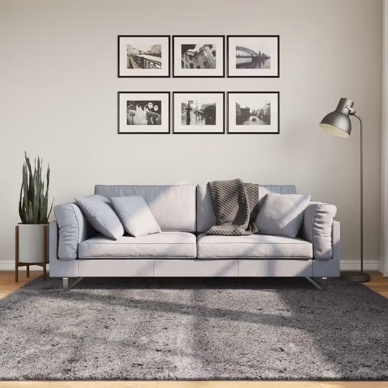 vidaXL Tappeto HUARTE a pelo corto in poliestere, Lavabile, Antiscivolo e adatto a riscaldamento a pavimento, Antracite, 200 x 200 cm