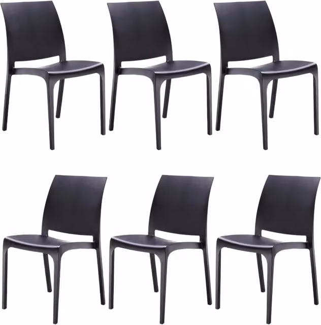 Sedie da Cucina in Plastica per uso Interno ed Esterno - Set di 6 Sedie Impilabili Volga bianco