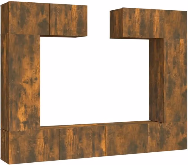 Set di Mobili Porta TV 6 pz | Armadietto TV | Mobile Porta TV Rovere Fumo in Legno Multistrato