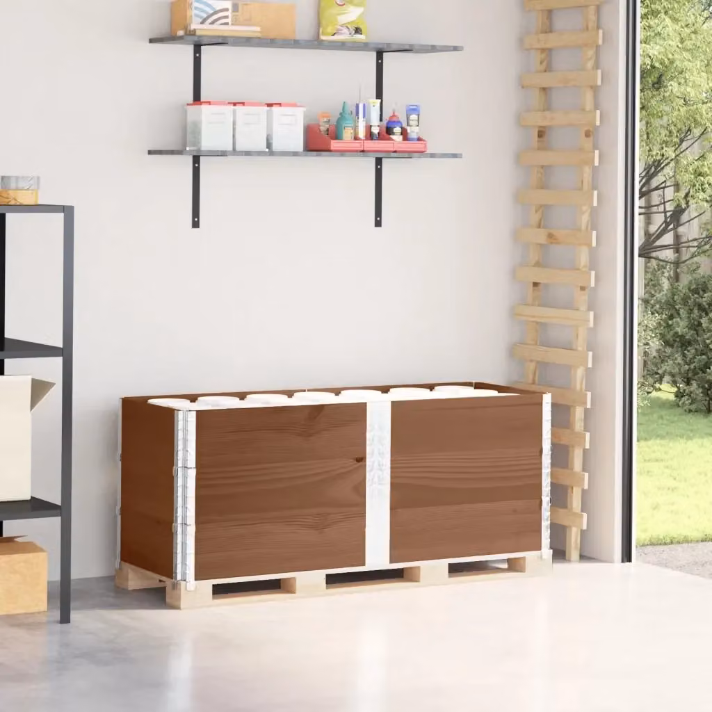 Set di 3 pareti per pallet DESIGN IN in legno massello di pino, colore marrone, L: 150 cm, H: 50 cm – 2