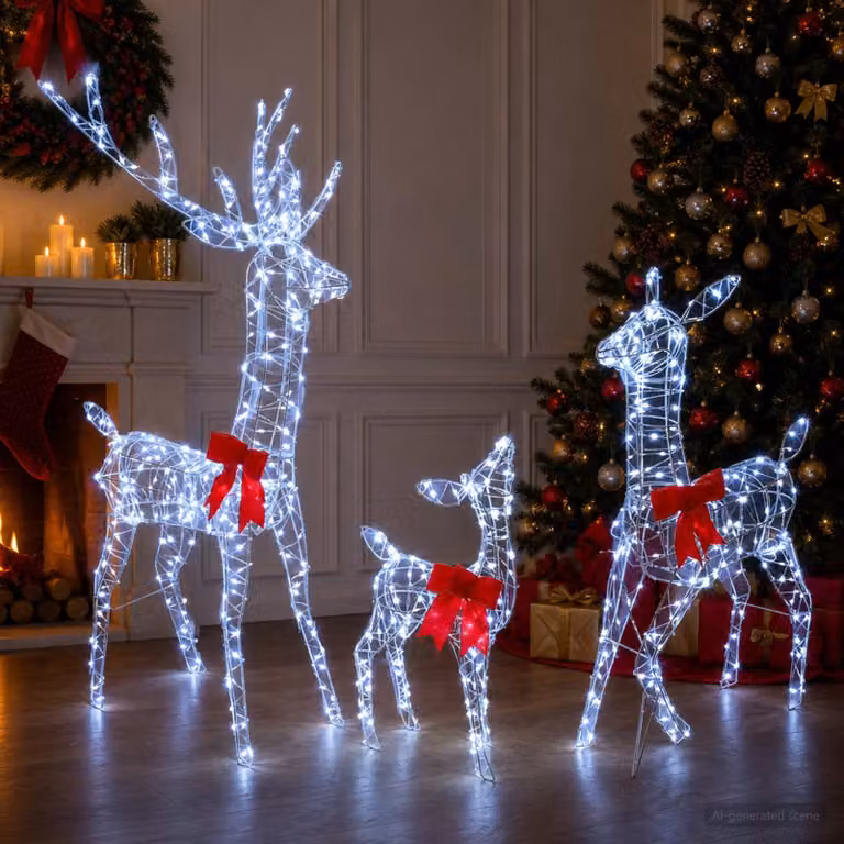 vidaXL Famiglia di renne natalizie LED 700 LED Bianco freddo